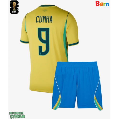 Brasilien Matheus Cunha #9 Replika Babytøj Hjemmebanesæt Børn VM 2026 Kortærmet (+ Korte bukser)